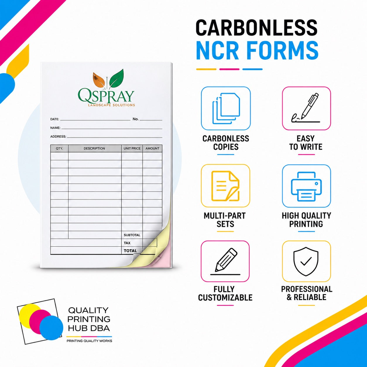 NCR Forms (2 Parts | White & Yellow) Colored