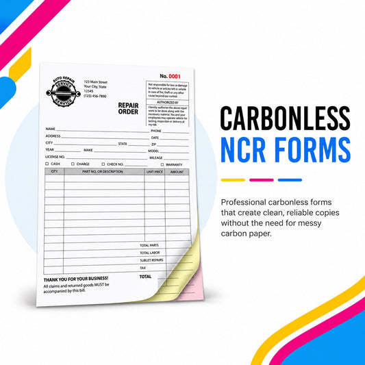 NCR Forms (2 Parts | White & Yellow) Black & White