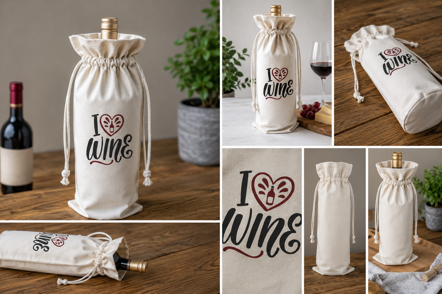 Printed Canvas Wine Bags