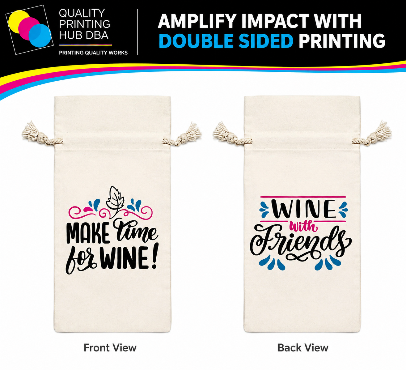 Printed Canvas Wine Bags