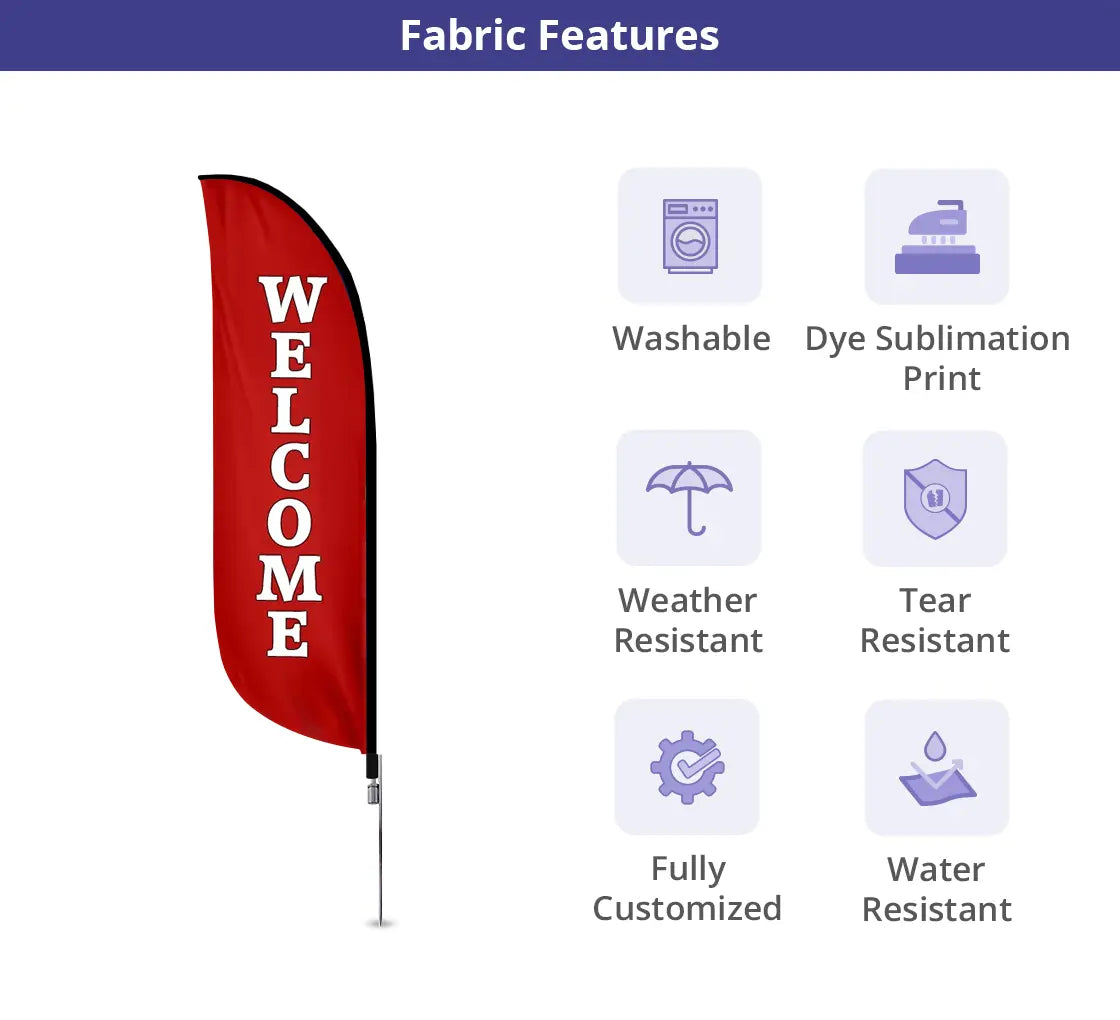 Pre-Printed Flags 2' Ft x 7.58' Ft