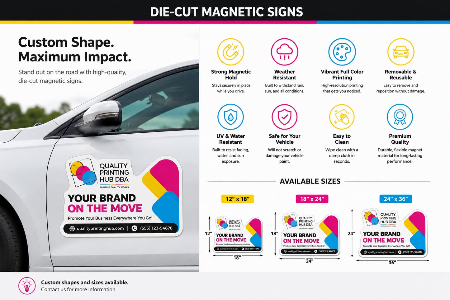 Die-cut Car Magnets (Pairs)