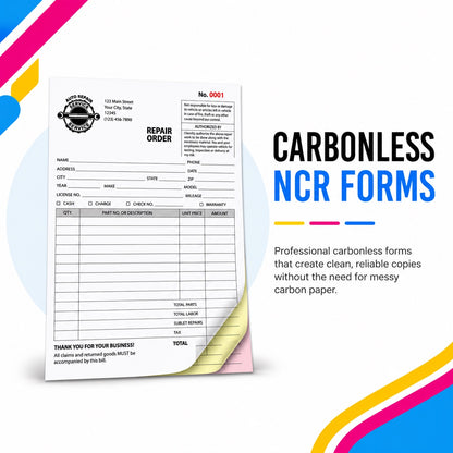 NCR Forms (2 Parts | White & Yellow) Colored
